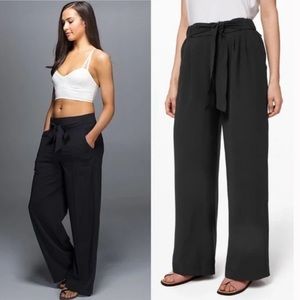 Lululemon Noir Career Wide Leg Tie Waist Career Office Pant
